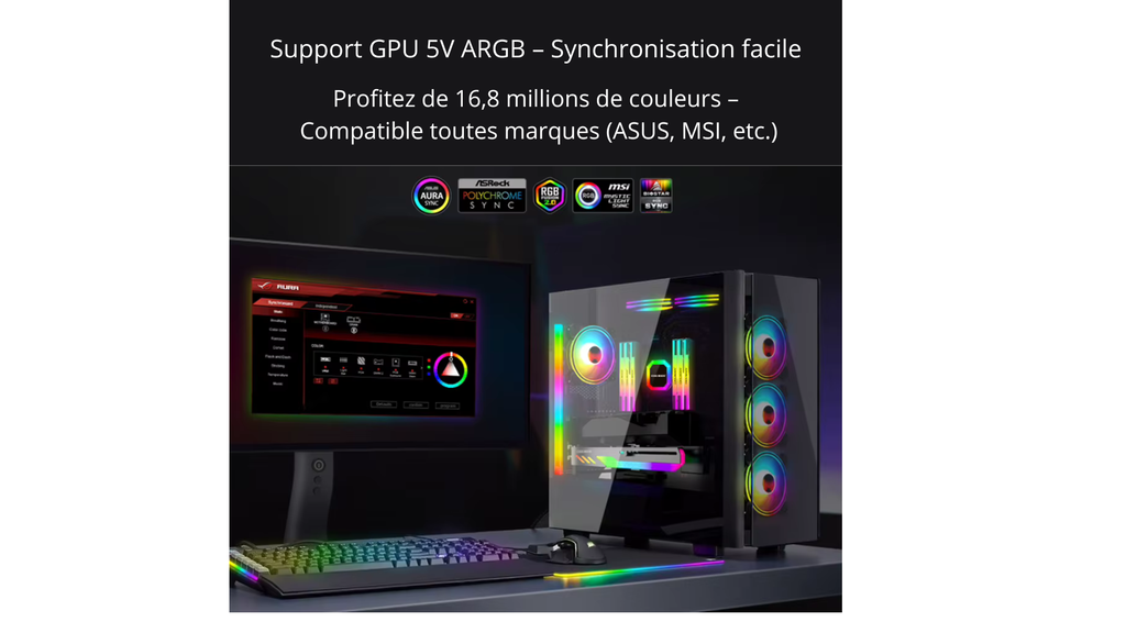 Support de carte graphique ARGB 5V – Refroidissement et maintien stable